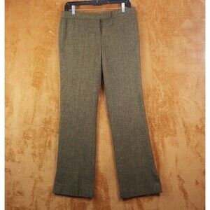 KAUFMAN FRANCO Pants Womens Size 4 Green Tweed Bootcut Slit Ankle Trouser SHELLY